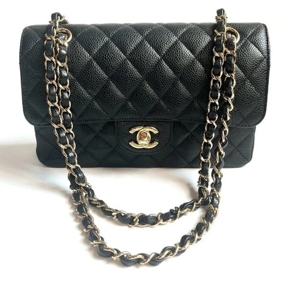 Chanel Small Classic Black Grained Calfskin & Gold-Tone Metal Handbag - Picture 2 of 16